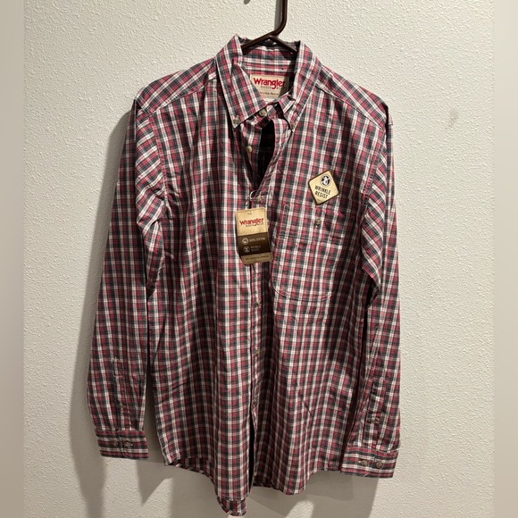 Wrangler Men's Casual Plaid Shirt - Blue and Brown - Picture 2 of 3